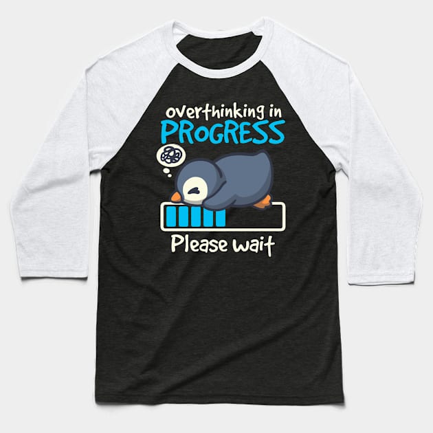 Penguin overthinking in progress Baseball T-Shirt by NemiMakeit